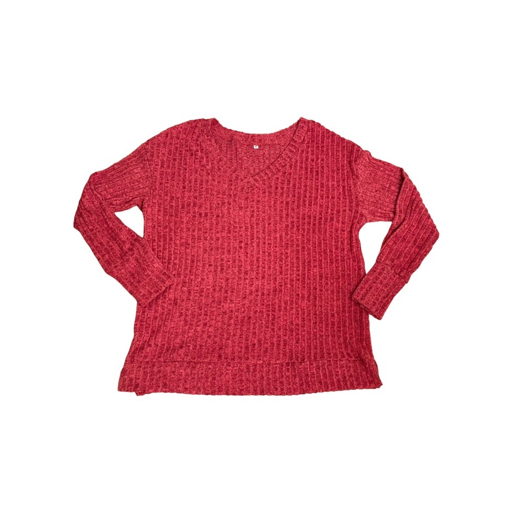 Women’s Soft & Cozy Pink V-Neck Sweater (Size M)